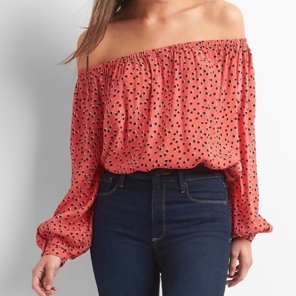GAP Tops - Gap polka dot off the shoulder top medium